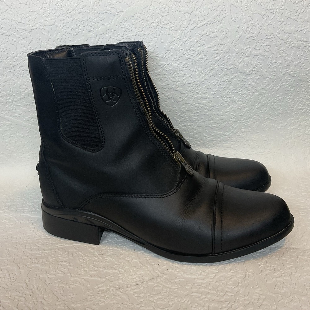 Ariat Heritage Zip Paddock Boots Black Leather Women's 10 B EUC Riding